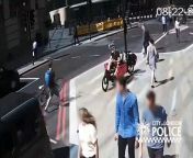 VPolice are hunting a cyclist who headbutted a man to the ground after a near-miss on a pedestrian crossing.