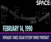 On February 14, 1990, NASA&#39;s Voyager 1 spacecraft took the first family portrait of the solar system!&#60;br/&#62;&#60;br/&#62;Voyager 1 was on its way toward interstellar space after completing its grand tour of the solar system at the time. Carl Sagan spent years trying to convince NASA to have Voyager 1 turn around and take this picture on the way out. The picture is actually a mosaic that combines sixty frames. It shows Neptune, Uranus, Saturn, Jupiter, Venus and Earth, which showed up as a tiny speck now famously known as the Pale Blue Dot.