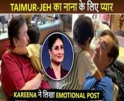 Aww! Taimur and Jeh seen in Randhir Kapoor&#39;s lap. Kareena Kapoor&#39;s love for her father