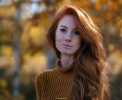 Prompt Midjourney : Beautiful red-haired woman posing in nature, portrait photography in the style of Canon EOS R6 Mark II Mirrorless. --ar 4:3 --v 6.0