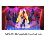 On April 25th, 2013 Google celebrates Ella Fitzgerald&#39;s 96th Birthday with a Google Doodle.