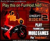 Play Creepy Rider - Ride Motocross Bike! at FunHost.Net/creepyrider Guide Creepy for his crazy stunts.Use your arrow keys to guide Creepy over to the end of each level. (Bike, Gore, Halloween, Motocross, Stunt Game ).&#60;br/&#62;&#60;br/&#62;Play Creepy Rider - Ride Motocross Bike! for Free at FunHost.Net/creepyrider on FunHost.Net , The Fun Host of Apps and Games!&#60;br/&#62;&#60;br/&#62;Creepy Rider - Ride Motocross Bike! Game: FunHost.Net/creepyrider &#60;br/&#62;www: FunHost.Net &#60;br/&#62;Facebook: facebook.com/FunHostApps &#60;br/&#62;Twitter: twitter.com/FunHost &#60;br/&#62;