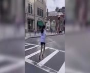 VIDEO: 12-year-old Ukrainian with prosthetic legs runs Boston marathon from old film actress