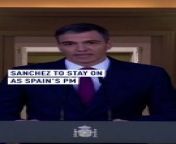 Spain’s Prime Minister, Pedro Sanchez, has announced that he will stay on as PM following a short break after a court opened an investigation into allegations of influence peddling and corruption by his wife Begona Gomez &#60;br/&#62;&#60;br/&#62;#PedroSanchez #spain #PrimeMinister #madrid #BegonaGomez #corruption