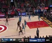 De&#39;Andre Hunter scores a dunk off of a pass from Trae Young against the Charlotte Hornets.