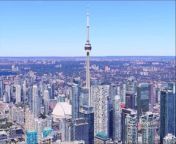 The CN Tower (French: Tour CN) is a 553.3 m-high (1,815.3 ft) concrete communications and observation tower in Toronto, Ontario, Canada.[3][8] Completed in 1976, it is located in downtown Toronto, built on the former Railway Lands. Its name &#92;
