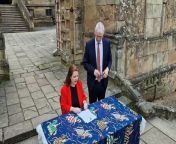 Claire Ward, Mayor of the East Midlands, signs the declaration and speaks of her first day in office at Bolsover Castle.