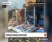 People in Portage, Michigan, were still reeling after damage from the first tornado-warned storm when a second one came through.