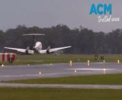 After reporting landing equipment failure a plane circled the runway for three hours in Newcastle before making an emergency landing.